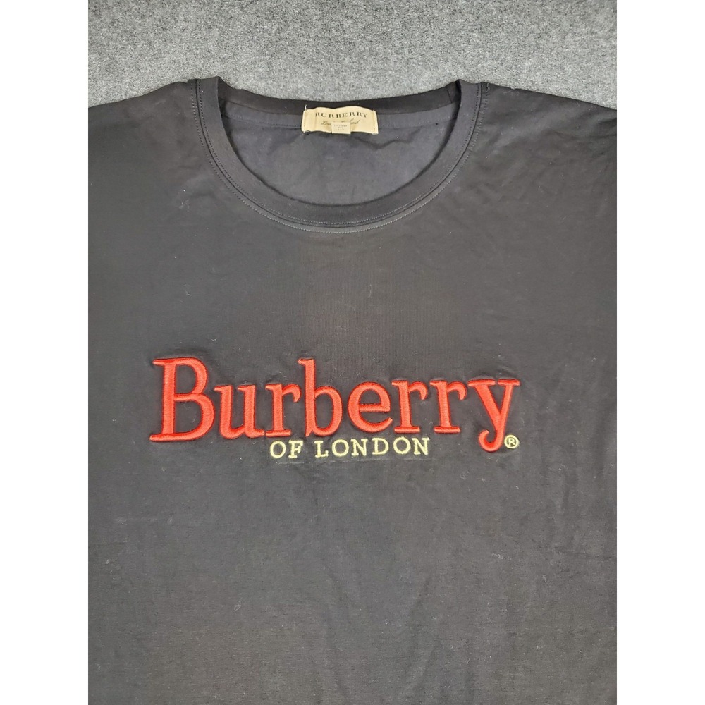 Burberry Made in Italy Mens Black Embroidered T-Shirt 2XL
